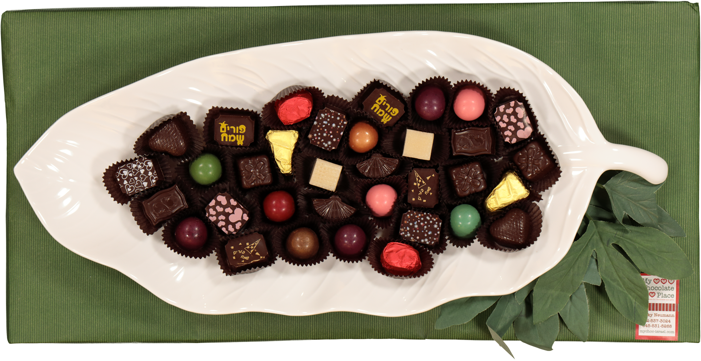Leaf shaped Dish filled with Chocolates