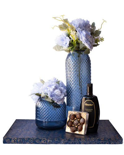 Set of Blue Glass Vases