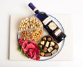 Cake Plate white ceramic with navy rim (Plus Set of 6 cake plates)