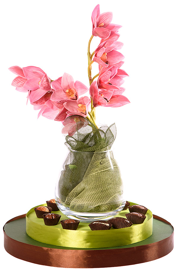 Stunning Teardrop Shaped Vase With Orchids