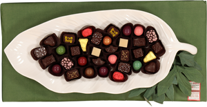 Leaf shaped Dish filled with Chocolates