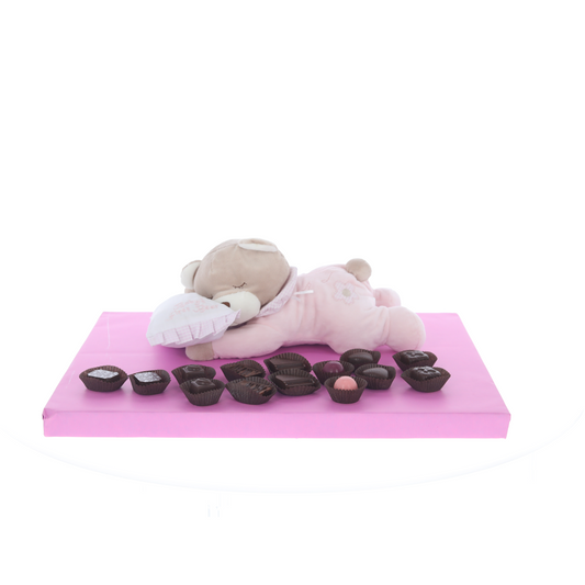Pink musical sleeping teddy